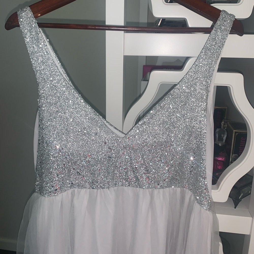 Sequined and tule maxi dress